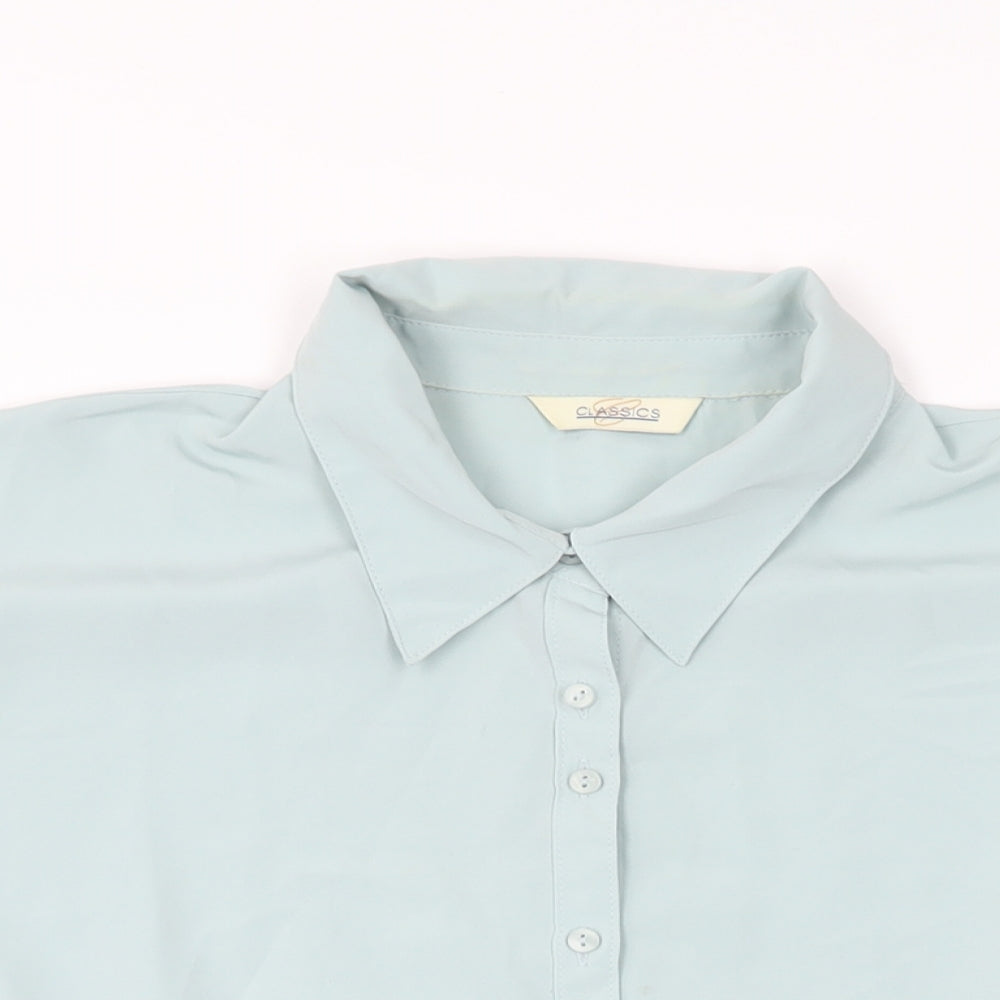 Classics Womens Blue Polyester Basic Button-Up Size 24 Collared