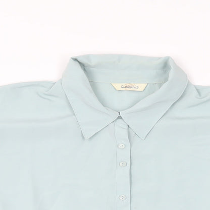 Classics Womens Blue Polyester Basic Button-Up Size 24 Collared