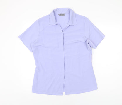 Womens UK Size 14 AMARANTO Purple Basic Button-Up