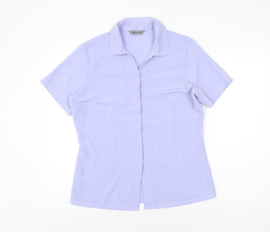 Womens UK Size 14 AMARANTO Purple Basic Button-Up