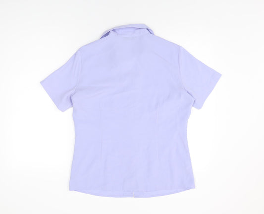 Womens UK Size 14 AMARANTO Purple Basic Button-Up