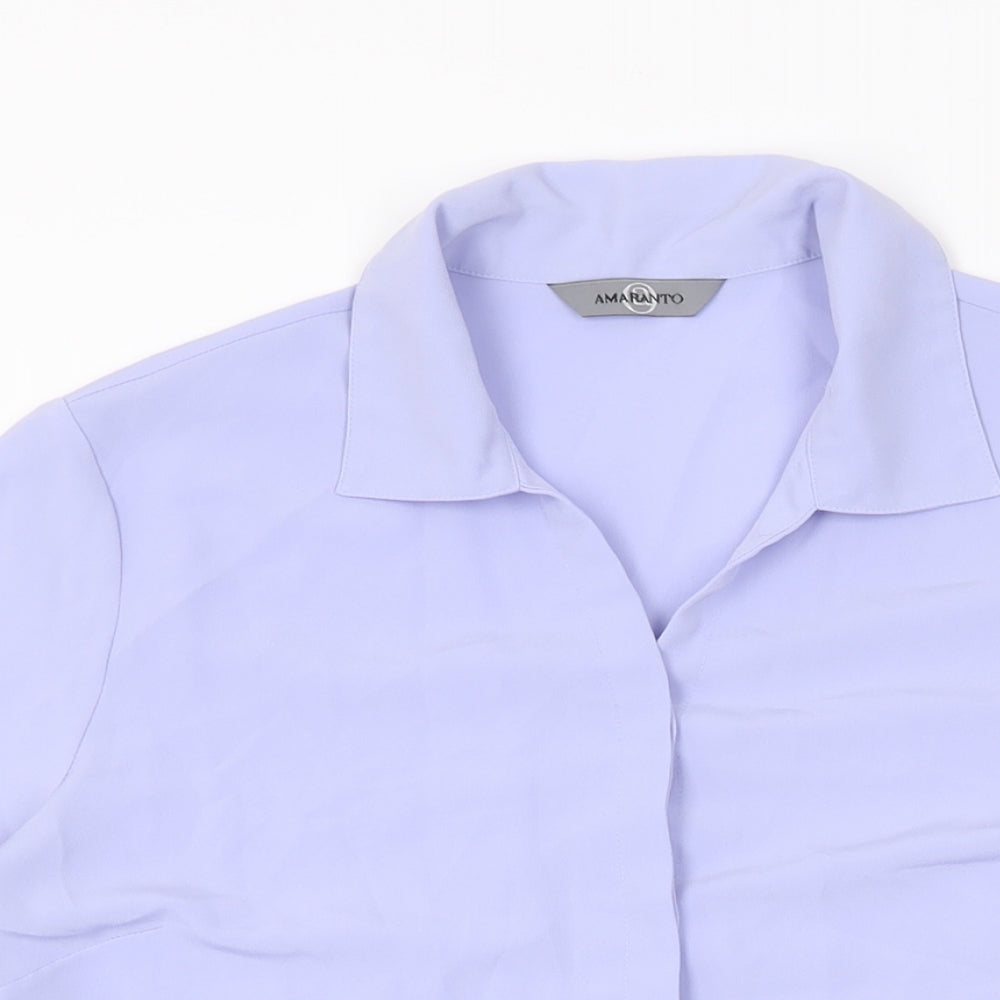 Womens UK Size 14 AMARANTO Purple Basic Button-Up