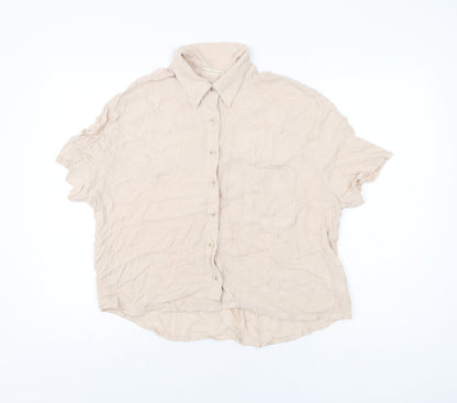 Bassika Womens Pink Viscose Basic Button-Up Size M Collared