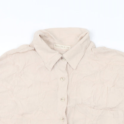 Bassika Womens Pink Viscose Basic Button-Up Size M Collared