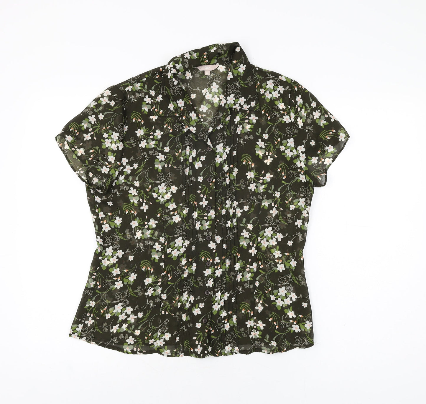 Womens UK Size 12 Soon Green Basic Button-Up
