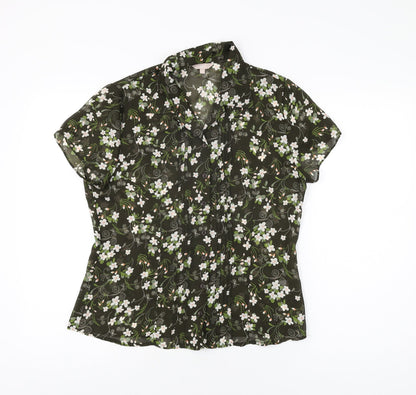 Womens UK Size 12 Soon Green Basic Button-Up