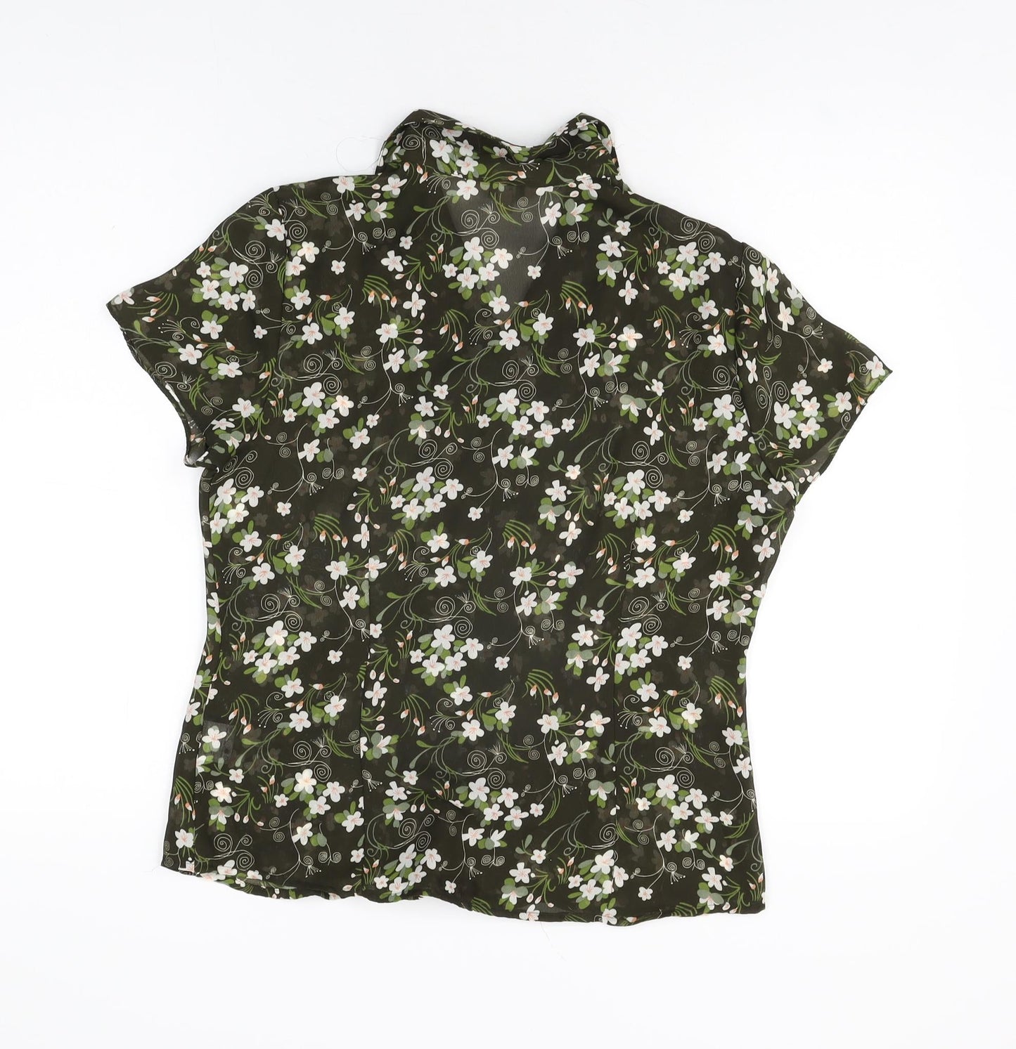 Womens UK Size 12 Soon Green Basic Button-Up