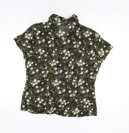 Womens UK Size 12 Soon Green Basic Button-Up