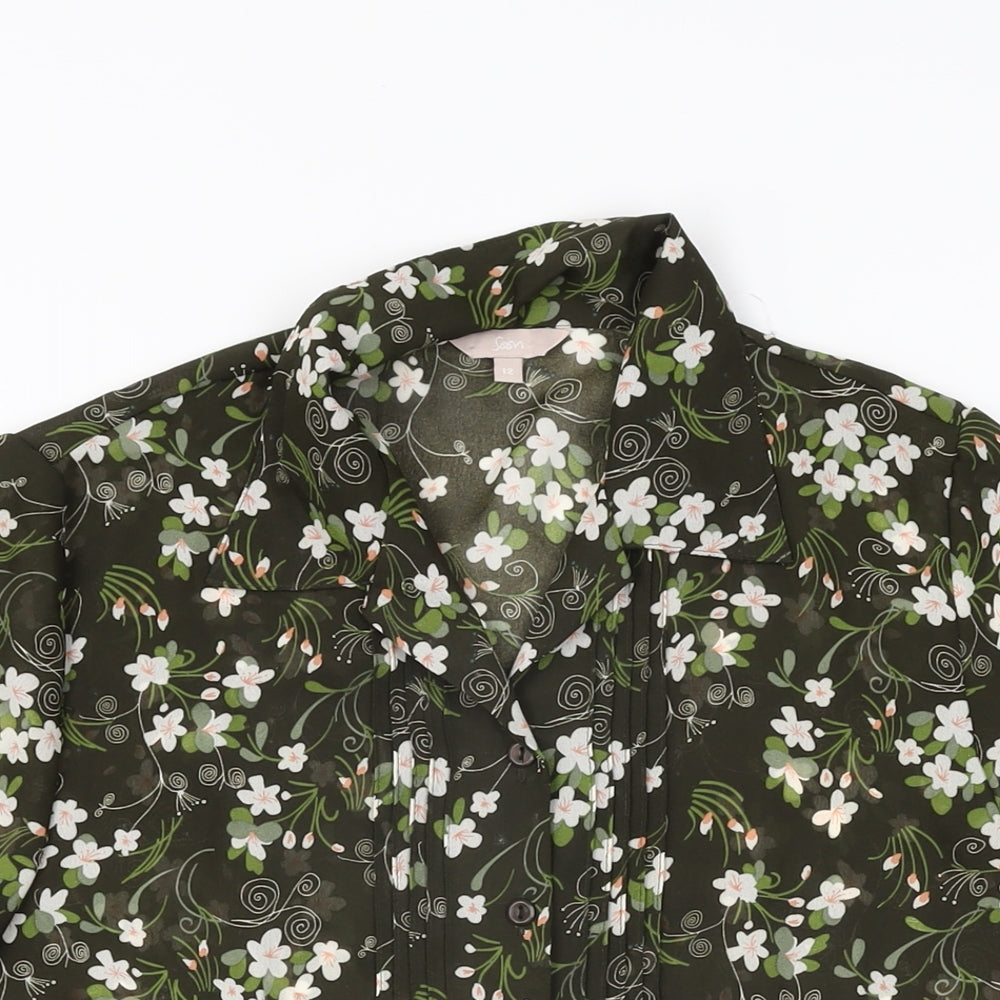 Womens UK Size 12 Soon Green Basic Button-Up