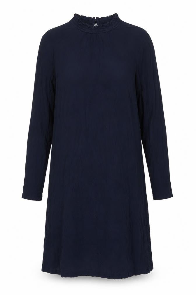 Marks and Spencer Womens Blue Viscose Shift Size 12 High Neck Button