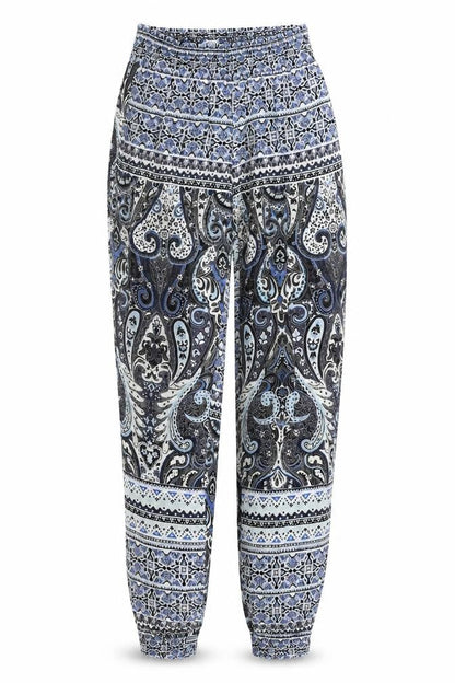 Saint Tropez Womens Blue Geometric Polyester Trousers Size S L30 in Regular