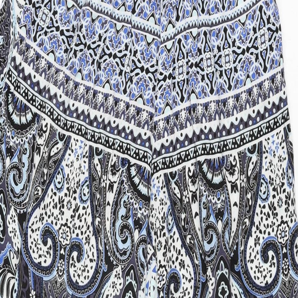 Saint Tropez Womens Blue Geometric Polyester Trousers Size S L30 in Regular