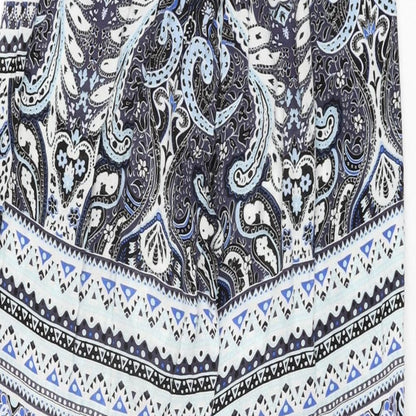 Saint Tropez Womens Blue Geometric Polyester Trousers Size S L30 in Regular