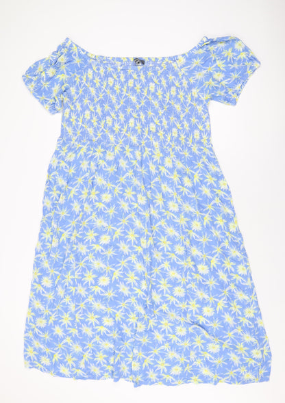 Studio Womens Blue Floral Viscose A-Line Size 20 Off the Shoulder Pullover - Size 20/22
