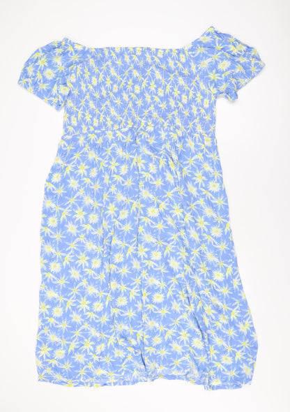 Studio Womens Blue Floral Viscose A-Line Size 20 Off the Shoulder Pullover - Size 20/22