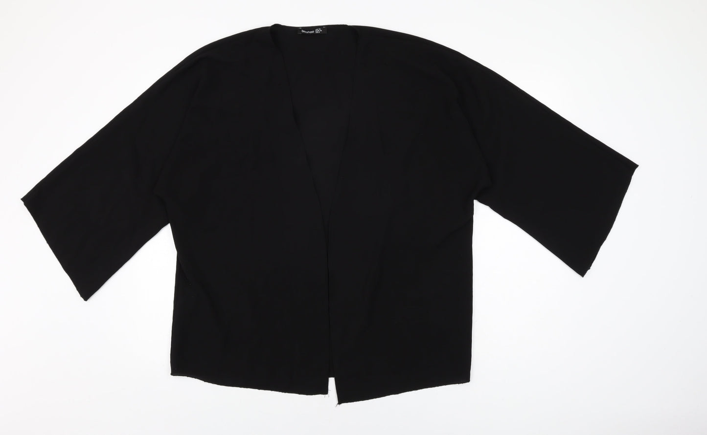 Boohoo Womens Black Polyester Kimono T-Shirt Size 10 V-Neck