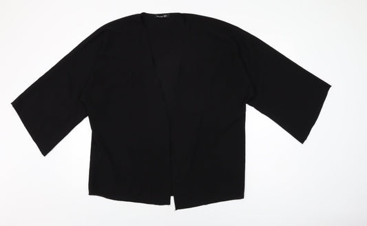 Boohoo Womens Black Polyester Kimono T-Shirt Size 10 V-Neck
