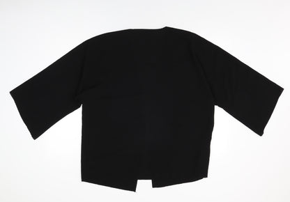Boohoo Womens Black Polyester Kimono T-Shirt Size 10 V-Neck