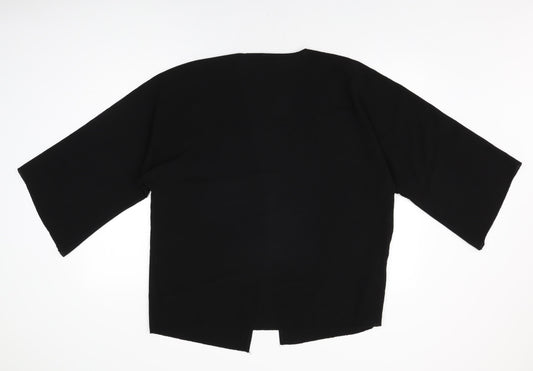 Boohoo Womens Black Polyester Kimono T-Shirt Size 10 V-Neck