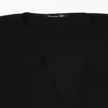 Boohoo Womens Black Polyester Kimono T-Shirt Size 10 V-Neck