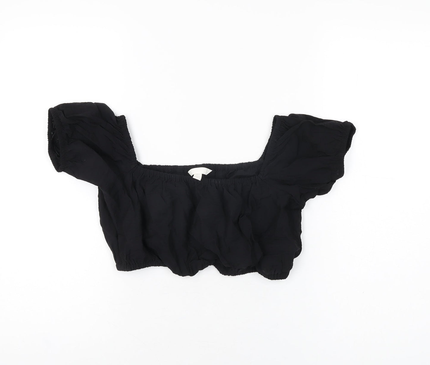 Womens UK Size S H&M Black Cropped T-Shirt