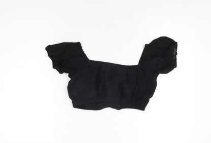 Womens UK Size S H&M Black Cropped T-Shirt