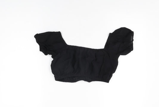 Womens UK Size S H&M Black Cropped T-Shirt