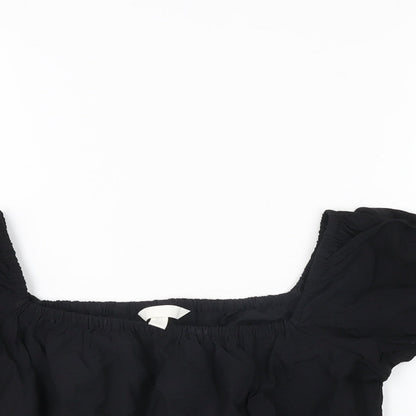 Womens UK Size S H&M Black Cropped T-Shirt