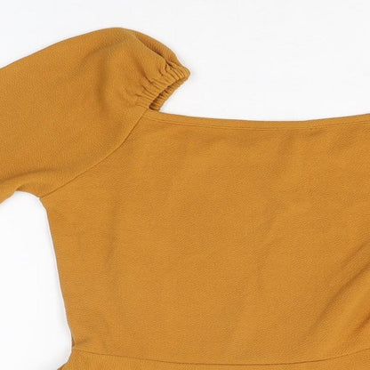 Zuvino Womens Yellow Polyester Basic T-Shirt Size M Square Neck