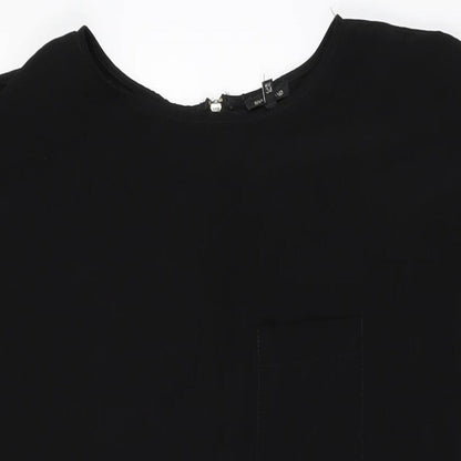 River Island Womens Black Polyester Shift Size 8 Round Neck Zip