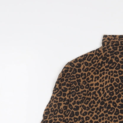 Edited Womens Brown Animal Print Lyocell Basic T-Shirt Size 6 High Neck