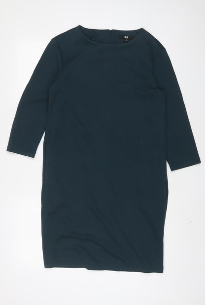 Uniqlo Womens Green Polyester Sheath Size S Boat Neck Zip
