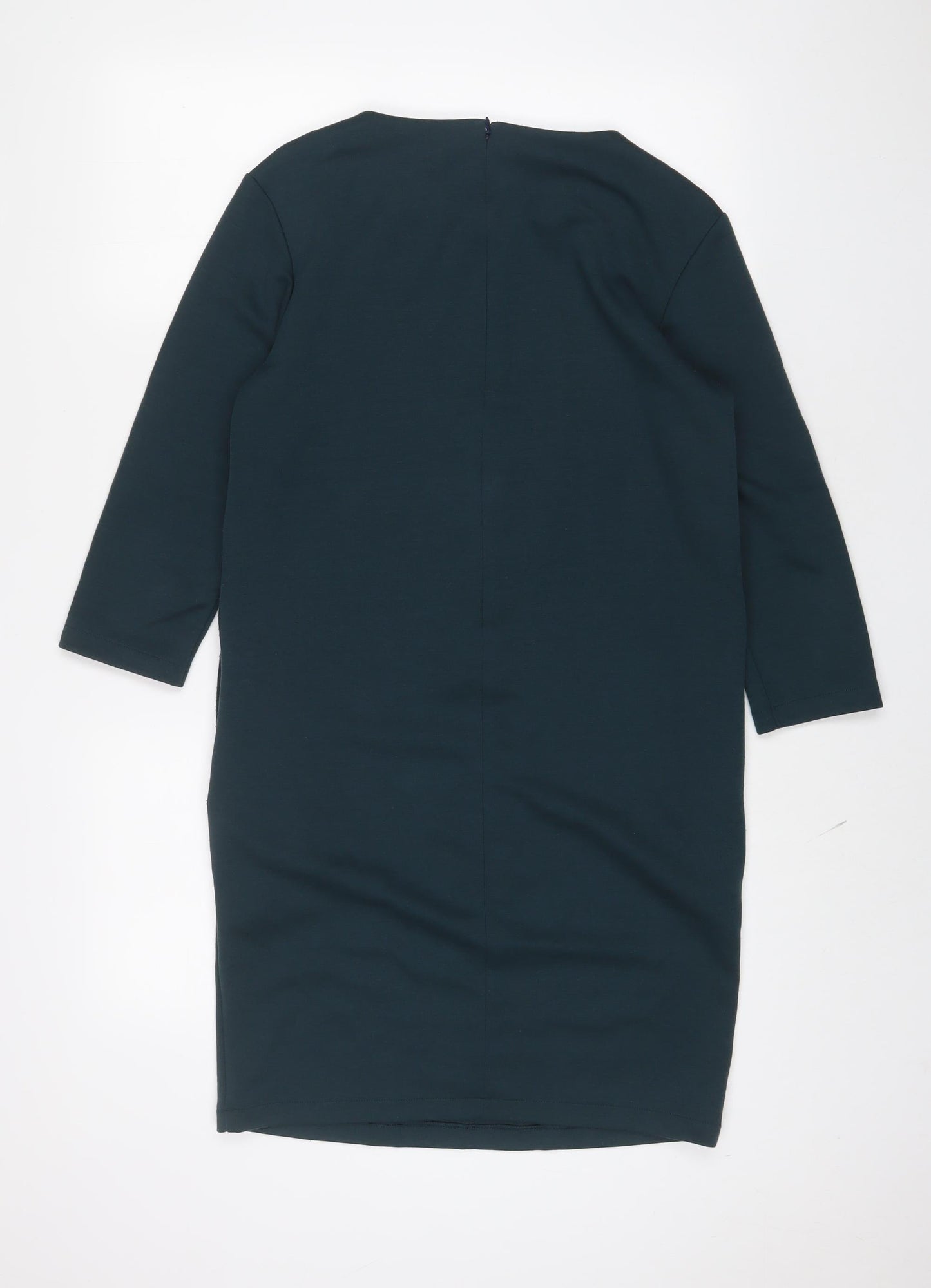 Uniqlo Womens Green Polyester Sheath Size S Boat Neck Zip