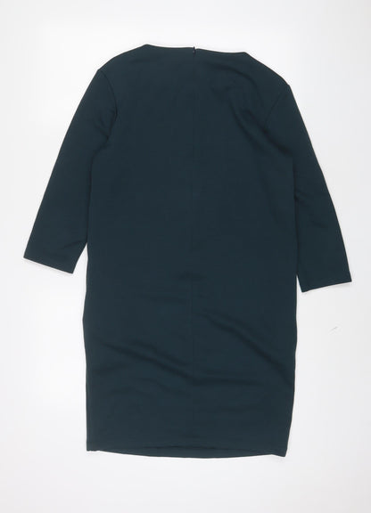 Uniqlo Womens Green Polyester Sheath Size S Boat Neck Zip