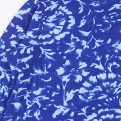 Karen Scott Womens Blue Floral Polyester Top Pyjama Top Size S