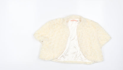 John Lewis Womens Ivory Polyester Cropped Blouse Size L V-Neck - Open