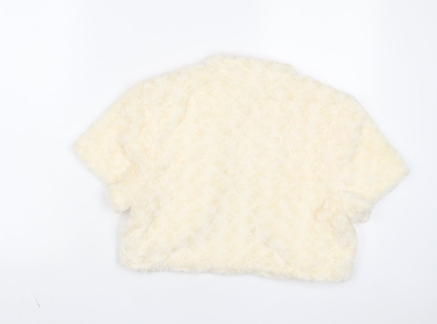 John Lewis Womens Ivory Polyester Cropped Blouse Size L V-Neck - Open