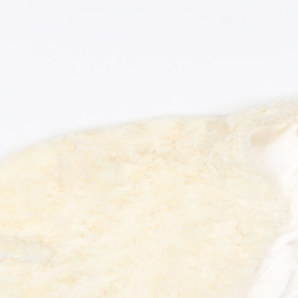 John Lewis Womens Ivory Polyester Cropped Blouse Size L V-Neck - Open