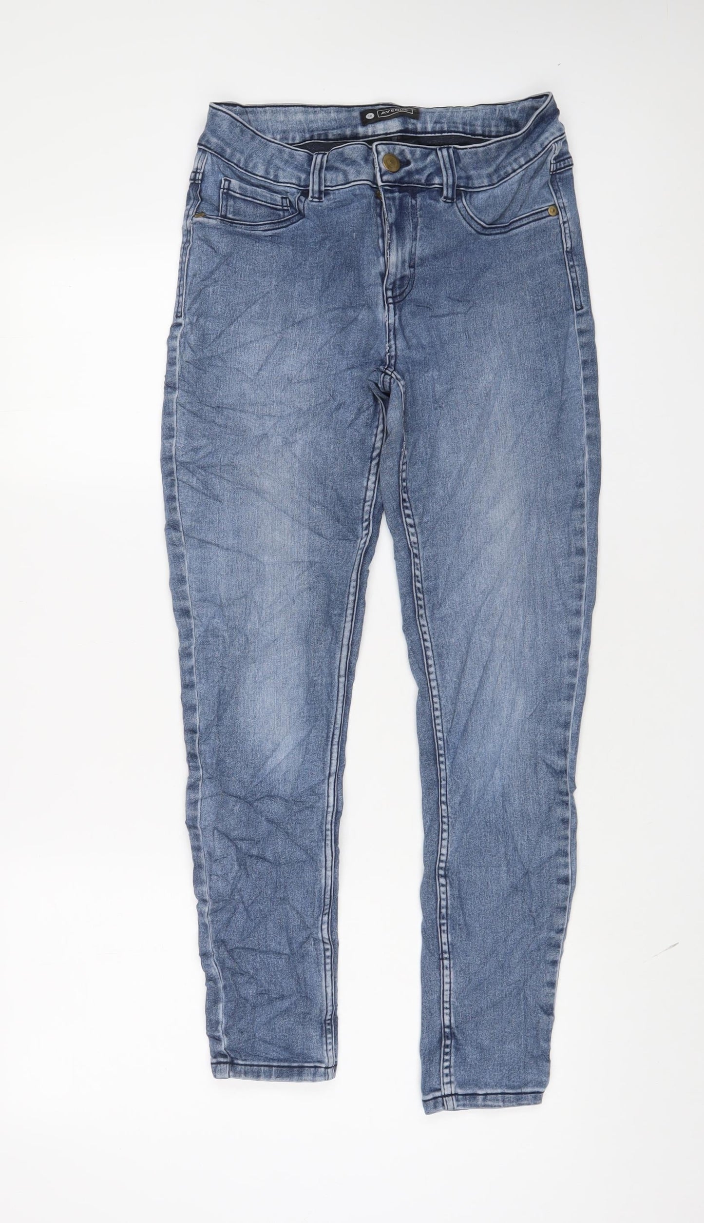 Avenue Womens Blue Cotton Skinny Jeans Size 10 L28 in Regular Zip