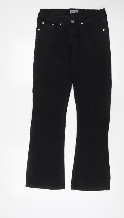 Hot Miami Styles Womens Black Cotton Bootcut Jeans Size 8 L30 in Regular Zip