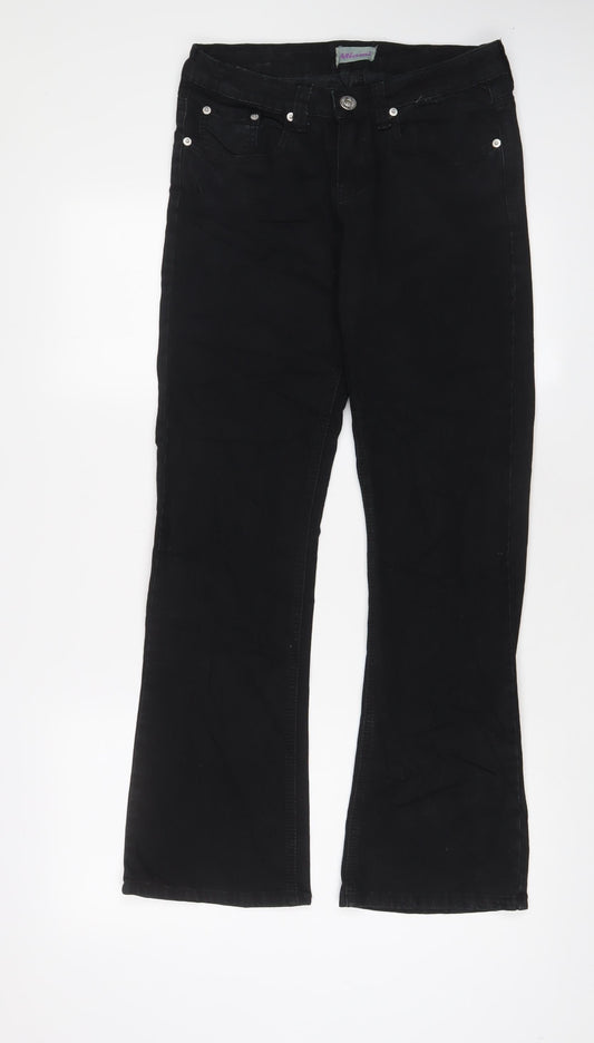 Hot Miami Styles Womens Black Cotton Bootcut Jeans Size 8 L30 in Regular Zip