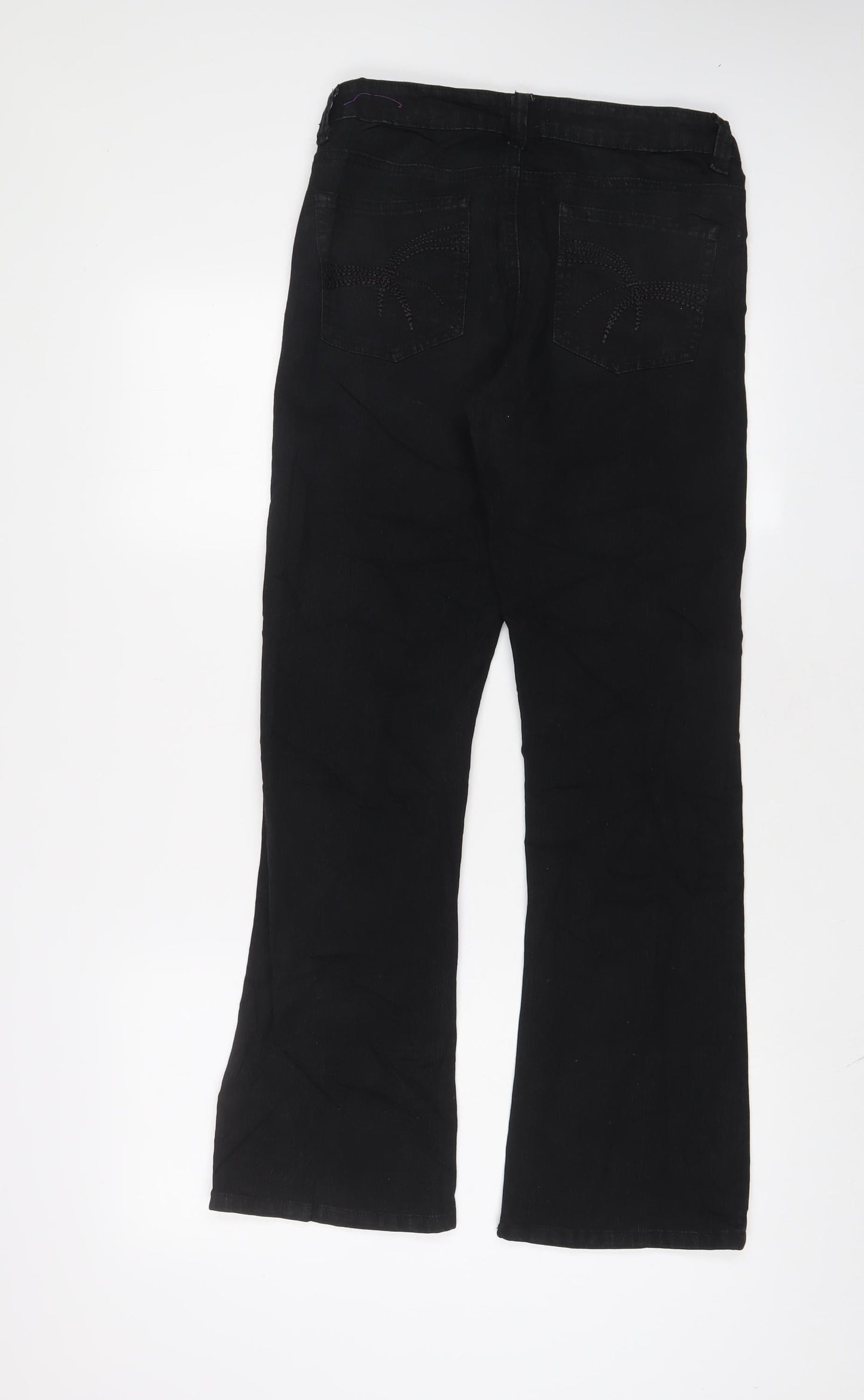 Hot Miami Styles Womens Black Cotton Bootcut Jeans Size 8 L30 in Regular Zip