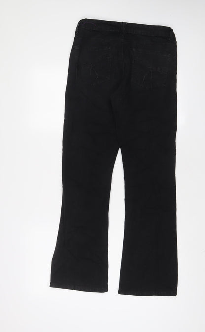 Hot Miami Styles Womens Black Cotton Bootcut Jeans Size 8 L30 in Regular Zip