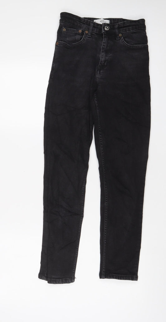 Mango Womens Black Cotton Mom Jeans Size 4 L27 in Regular Zip