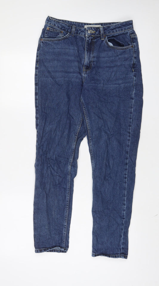 Topshop Womens Blue Cotton Mom Jeans Size 28 in L32 in Regular Zip
