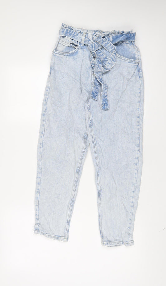 In the Style Womens Blue Cotton Straight Jeans Size 8 L25 in Regular Zip - Belted
