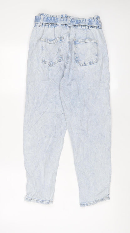 In the Style Womens Blue Cotton Straight Jeans Size 8 L25 in Regular Zip - Belted