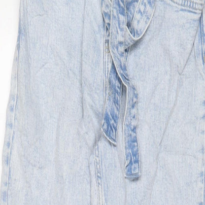 In the Style Womens Blue Cotton Straight Jeans Size 8 L25 in Regular Zip - Belted