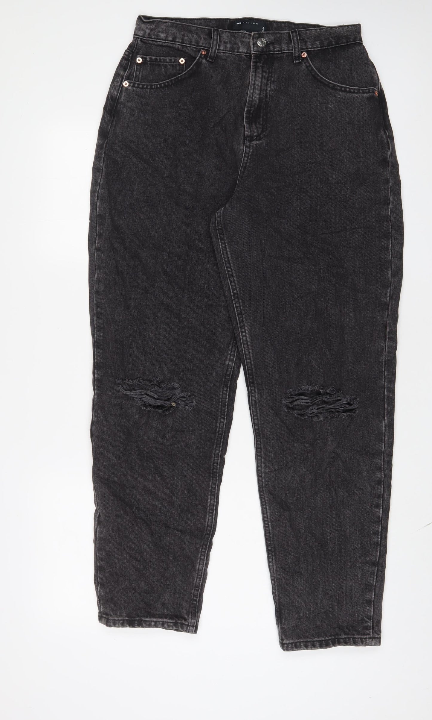 ASOS Womens Grey Cotton Tapered Jeans Size 30 in L30 in Regular Zip