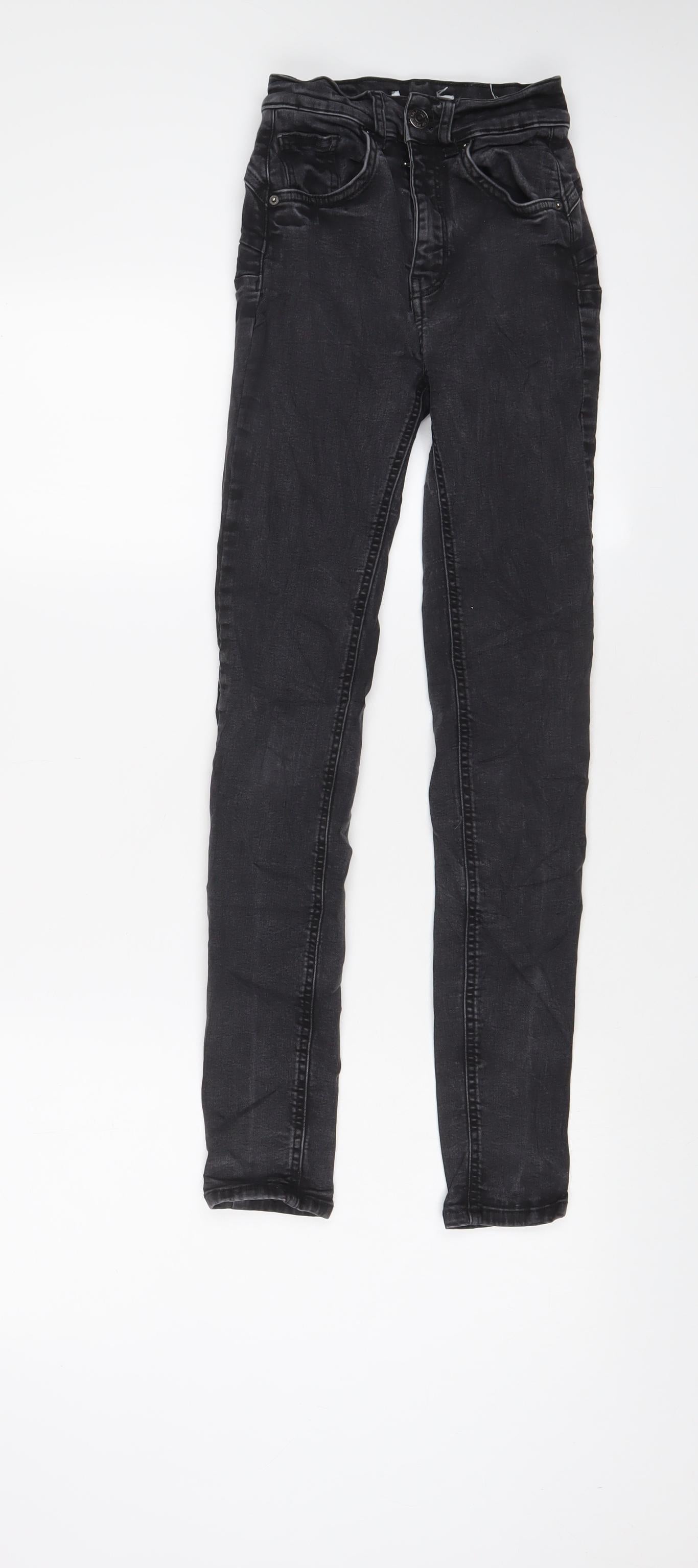 Pull&Bear Womens Grey Cotton Skinny Jeans Size 4 L26 in Regular Zip